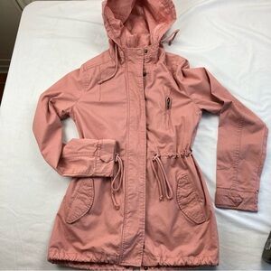 Ambiance Women's Blush Pink Hooded Utility Anorak Military Jacket